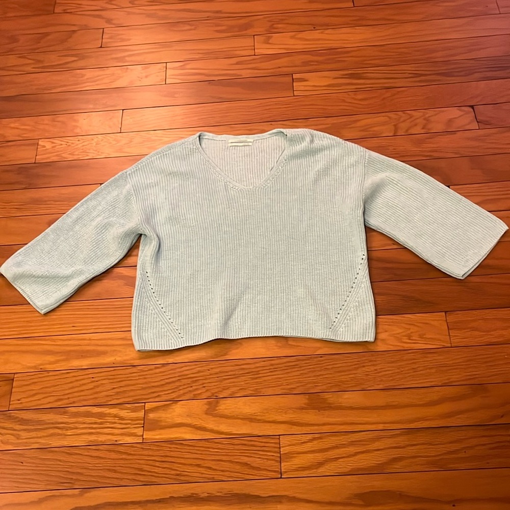 Anthropologie Sweater Womens Small Blue Knit V Neck